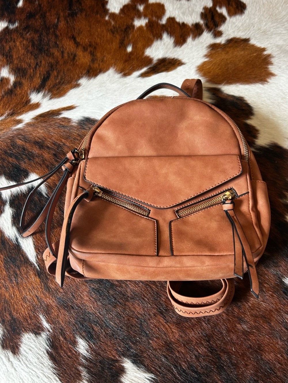 🌷 Women’s Tan Suede Mini Backpack - Stylish Everyday Bag